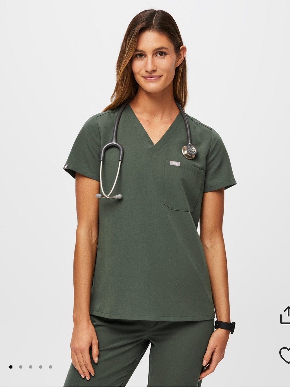 Figs Catarina V-Neck Scrub Top - Bonsai